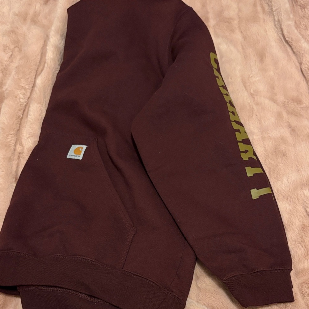 Carhartt Men's Dark Brown Sweater with Olive Accents